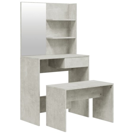 vidaXL Set Tavolo da Toeletta Grigio Cemento 74,5x40x141 cm