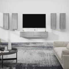 vidaXL Set di Mobili Porta TV 6 pz Grigio Sonoma in Legno Multistrato