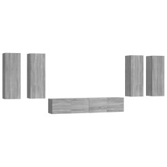 vidaXL Set di Mobili Porta TV 6 pz Grigio Sonoma in Legno Multistrato