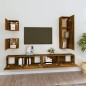 vidaXL Set di Mobili Porta TV 5 pz Rovere Fumo in Legno Multistrato vidaXL Set di Mobili Porta TV 5 pz Rovere Fumo in Legno Multistrato