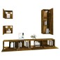 vidaXL Set di Mobili Porta TV 5 pz Rovere Fumo in Legno Multistrato vidaXL Set di Mobili Porta TV 5 pz Rovere Fumo in Legno Multistrato