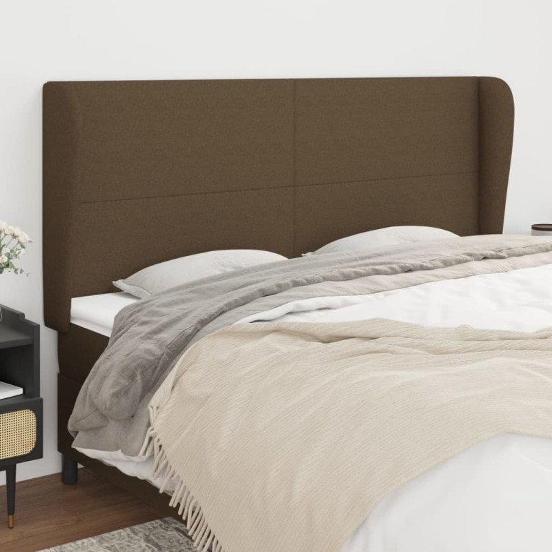 vidaXL Testiera ad Orecchio Marrone Scuro 163x23x118/128 cm in Tessuto