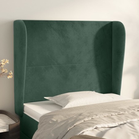 vidaXL Testiera ad Orecchio Verde Scuro 103x23x118/128cm in Velluto