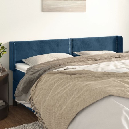 vidaXL Testiera ad Orecchio Blu Scuro 163x16x78/88 cm in Velluto