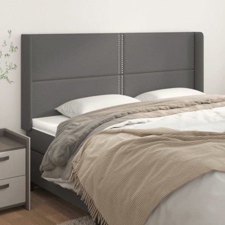 vidaXL Testiera ad Orecchio Grigio 203x16x118/128 cm in Similpelle
