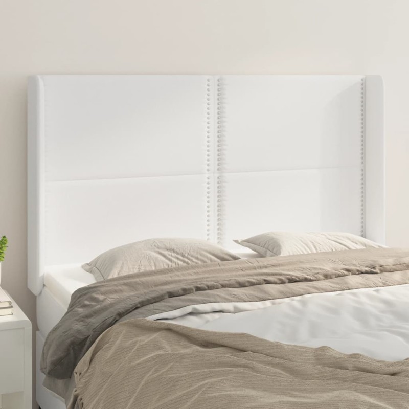 vidaXL Testiera ad Orecchio Bianco 147x16x118/128 cm in Similpelle vidaXL Testiera ad Orecchio Bianco 147x16x118/128 cm in Similpelle