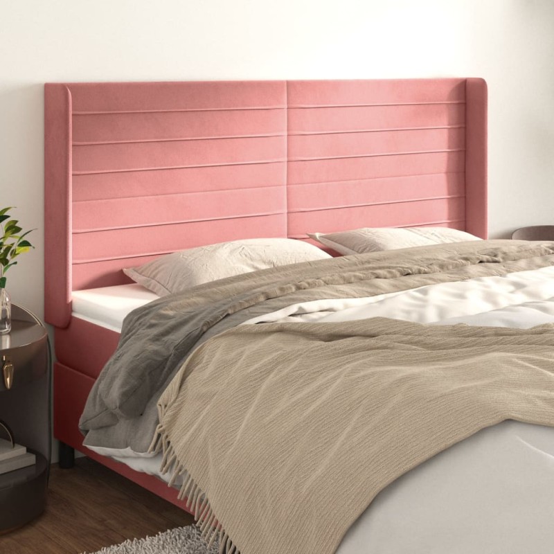 vidaXL Testiera ad Orecchio Rosa 163x16x118/128 cm in Velluto vidaXL Testiera ad Orecchio Rosa 163x16x118/128 cm in Velluto