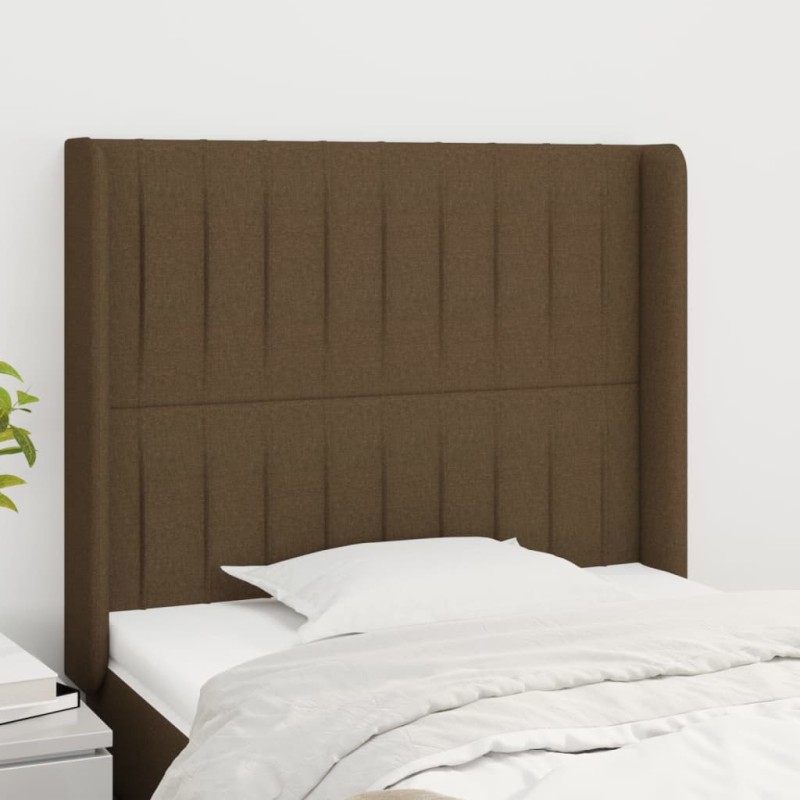 vidaXL Testiera ad Orecchio Marrone Scuro 93x16x118/128 cm in Tessuto vidaXL Testiera ad Orecchio Marrone Scuro 93x16x118/128 cm in Tessuto