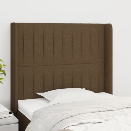vidaXL Testiera ad Orecchio Marrone Scuro 93x16x118/128 cm in Tessuto