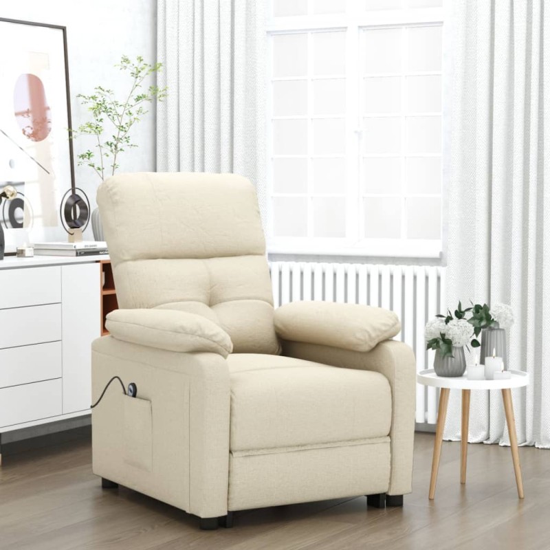 vidaXL Poltrona Alzapersona Crema in Tessuto