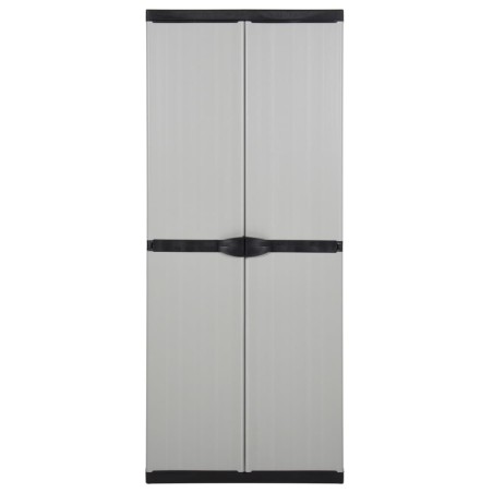 Armadietto da Giardino con 3 Ripiani Grigio e Nero 68x40x168 cm