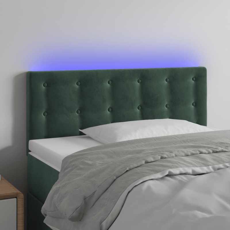 vidaXL Testiera a LED Verde Scuro 100x5x78/88 cm in Velluto vidaXL Testiera a LED Verde Scuro 100x5x78/88 cm in Velluto