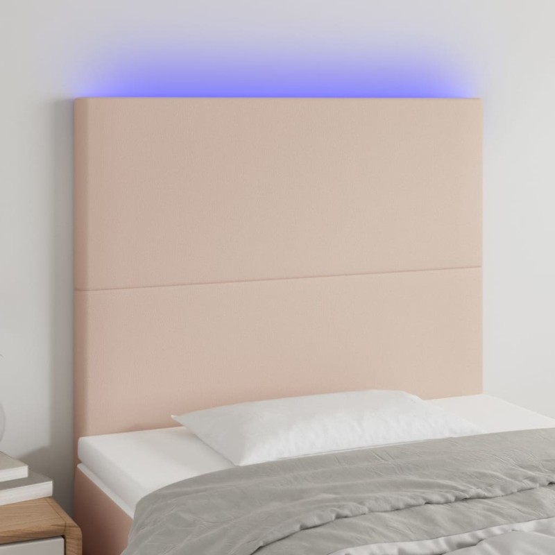 vidaXL Testiera a LED Cappuccino 90x5x118/128 cm in Similpelle