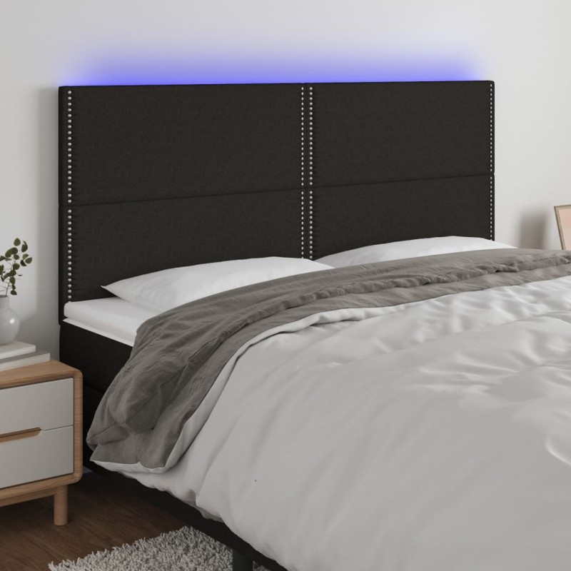 vidaXL Testiera a LED nero 200x5x118/128cm in Tessuto vidaXL Testiera a LED nero 200x5x118/128cm in Tessuto