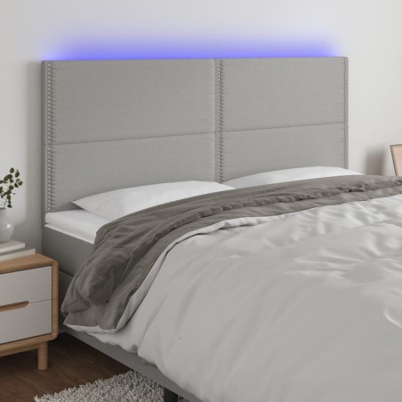 vidaXL Testiera a LED Grigio Chiaro 160x5x118/128 cm in Tessuto