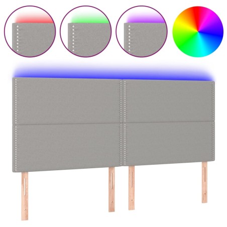 vidaXL Testiera a LED Grigio Chiaro 160x5x118/128 cm in Tessuto