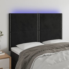 vidaXL Testiera a LED Nera 144x5x118/128 cm in Velluto