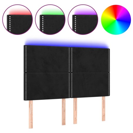 vidaXL Testiera a LED Nera 144x5x118/128 cm in Velluto