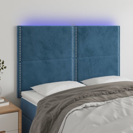 vidaXL Testiera a LED Blu Scuro 144x5x118/128 cm in Velluto