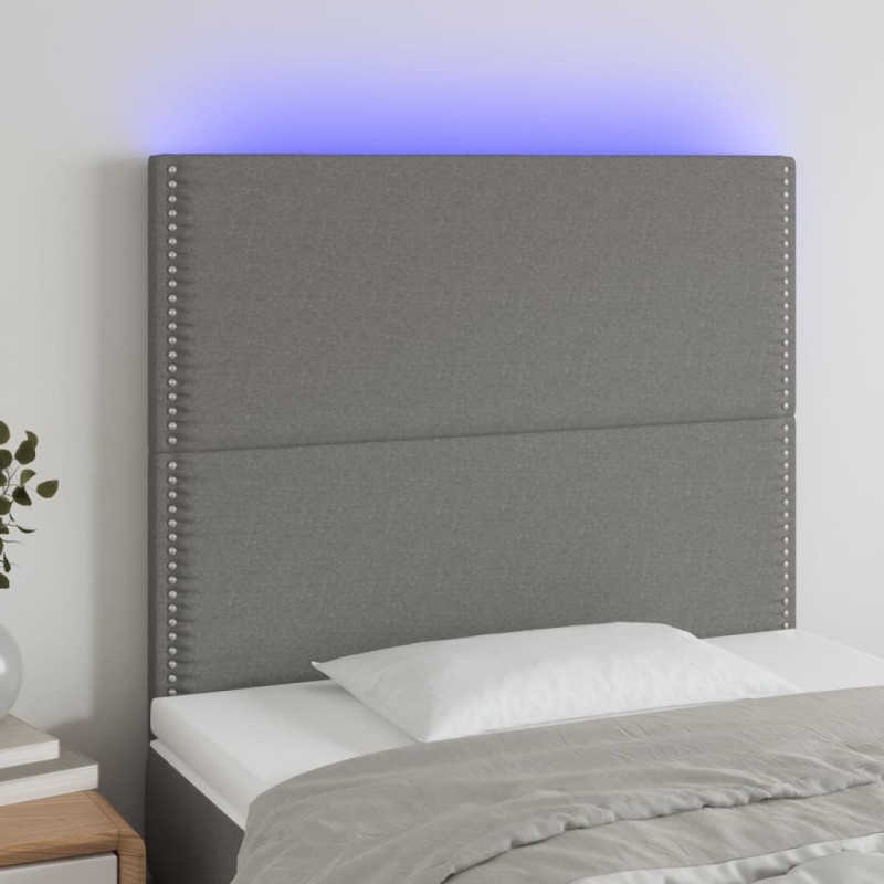 vidaXL Testiera a LED Grigio Scuro 90x5x118/128 cm in Tessuto vidaXL Testiera a LED Grigio Scuro 90x5x118/128 cm in Tessuto