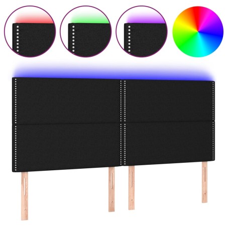 vidaXL Testiera a LED Nera 160x5x118/128 cm in Tessuto