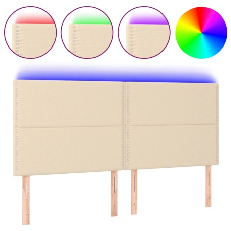 vidaXL Testiera a LED Crema 180x5x118/128 cm in Tessuto