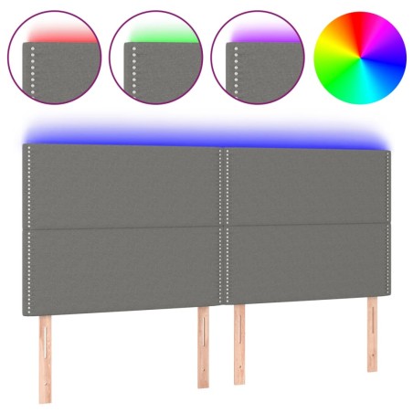 vidaXL Testiera a LED GrigioScuro 180x5x118/128cm inTessuto