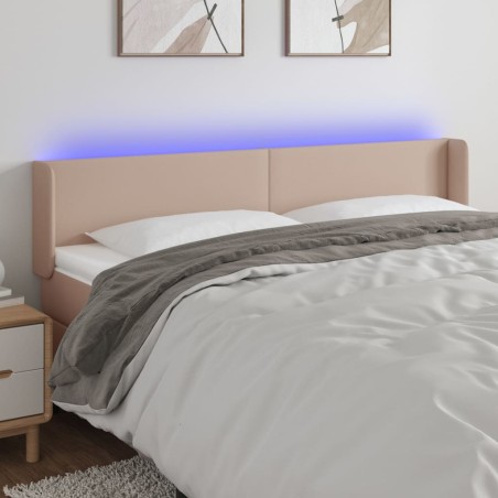 vidaXL Testiera Cappuccino a LED 203x16x78/88 cm in Similpelle 