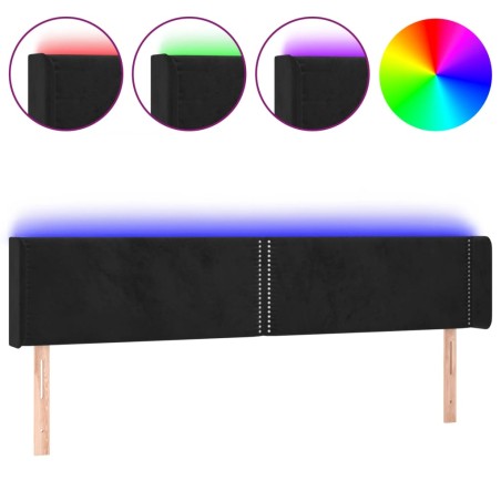 vidaXL Testiera a LED Nera 163x16x78/88 cm in Velluto