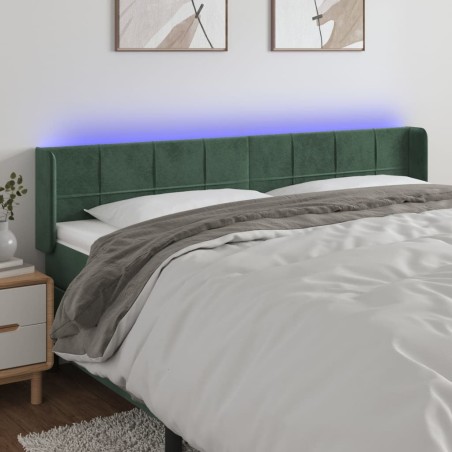 vidaXL Testiera a LED Verde Scuro 203x16x78/88 cm in Velluto