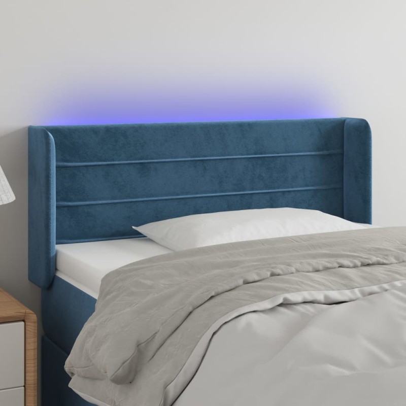 vidaXL Testiera a LED Blu Scuro 103x16x78/88 cm in Velluto vidaXL Testiera a LED Blu Scuro 103x16x78/88 cm in Velluto
