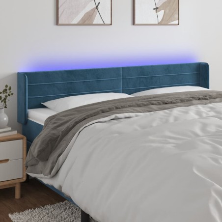 vidaXL Testiera a LED Blu Scuro 163x16x78/88 cm in Velluto