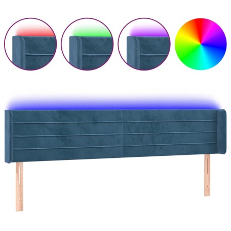 vidaXL Testiera a LED Blu Scuro 163x16x78/88 cm in Velluto