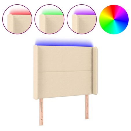 vidaXL Testiera a LED crema 93x16x118/128 cm in Tessuto