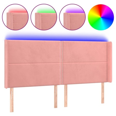 vidaXL Testiera a LED rosa 163x16x118/128 cm in Velluto