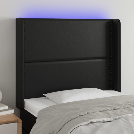 vidaXL Testiera a LED Nera 103x16x118/128 cm in Similpelle