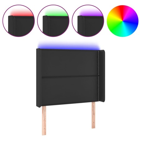 vidaXL Testiera a LED Nera 103x16x118/128 cm in Similpelle