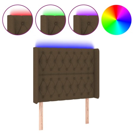 vidaXL Testiera a LED Marrone Scuro 93x16x118/128 cm in Tessuto
