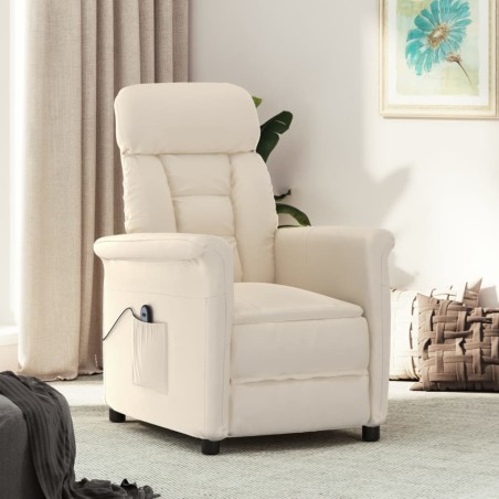 vidaXL Poltrona Reclinabile Elettrica Beige in Microfibra