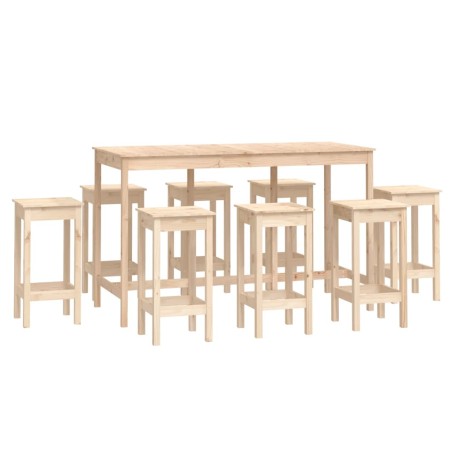 vidaXL Set da Bar 9 pz in Legno Massello di Pino