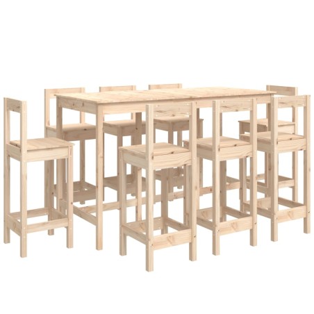 vidaXL Set da Bar 9 pz in Legno Massello di Pino