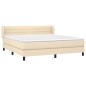 vidaXL Giroletto a Molle con Materasso Crema 160x200 cm in Tessuto