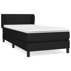 vidaXL Giroletto a Molle con Materasso Nero 90x190 cm in Tessuto