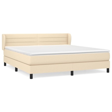 vidaXL Giroletto a Molle con Materasso Crema 180x200 cm in Tessuto