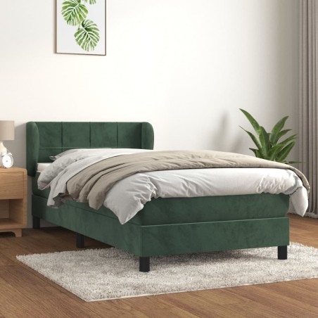 vidaXL Giroletto a Molle con Materasso Verde Scuro 100x200 cm Velluto