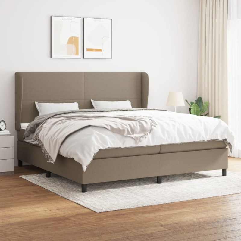 vidaXL Giroletto a Molle con Materasso Tortora 200x200 cm in Tessuto