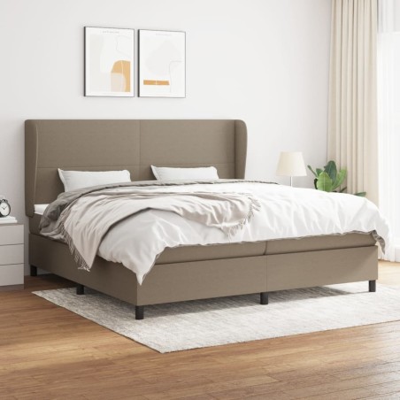 vidaXL Giroletto a Molle con Materasso Tortora 200x200 cm in Tessuto