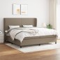 vidaXL Giroletto a Molle con Materasso Tortora 200x200 cm in Tessuto