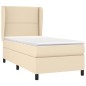 vidaXL Giroletto a Molle con Materasso Crema 90x190 cm in Tessuto