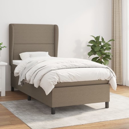 vidaXL Giroletto a Molle con Materasso Tortora 100x200 cm in Tessuto
